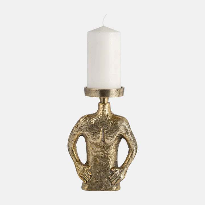 Hands On Hip Pillar Candleholder