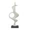 28" White Polystone Abstract Sculpture w' Black Base