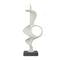 28" White Polystone Abstract Sculpture w' Black Base