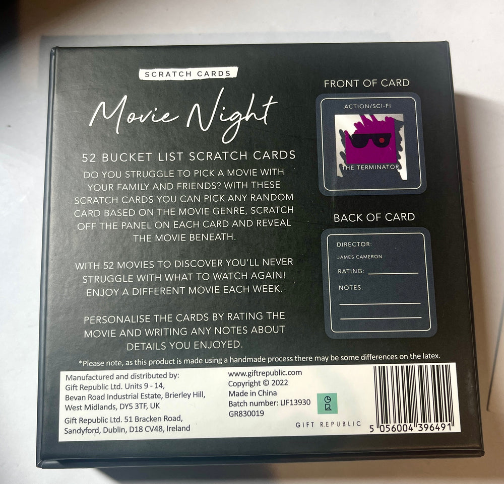 Movie Night Scratch Cards