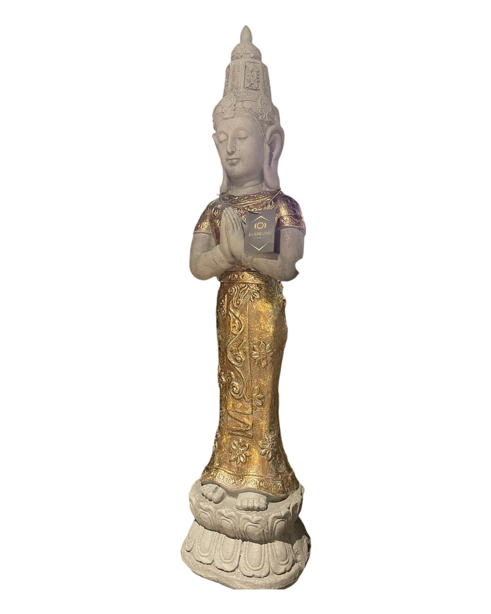 26"H Gray/Gold Standing Buddha