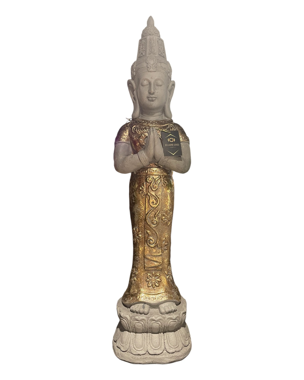 26"H Gray/Gold Standing Buddha