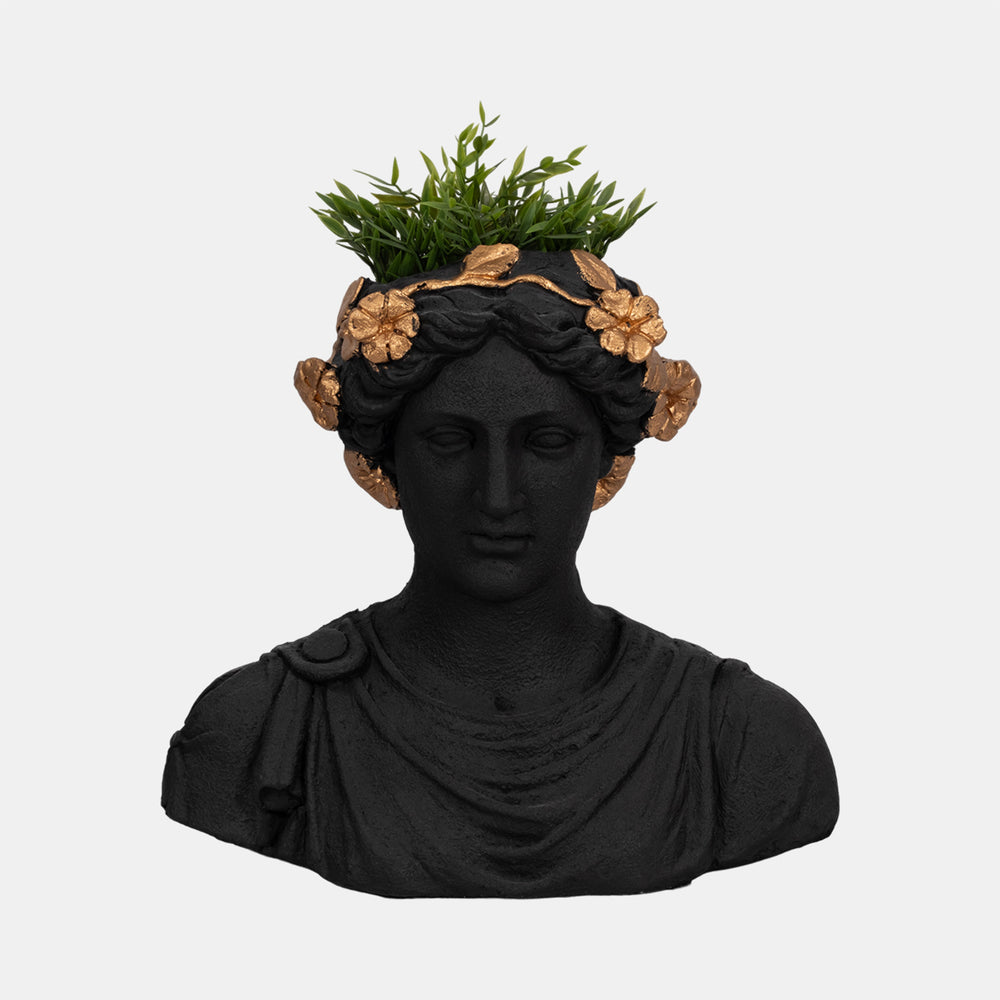 Black Resin Head Planter