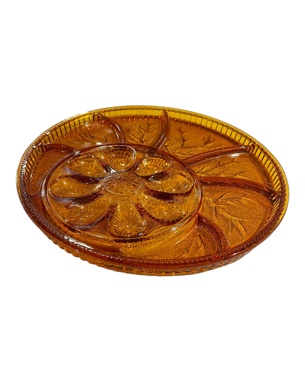 Indiana Glass Amber Deviled Egg Snack/Relish Tray