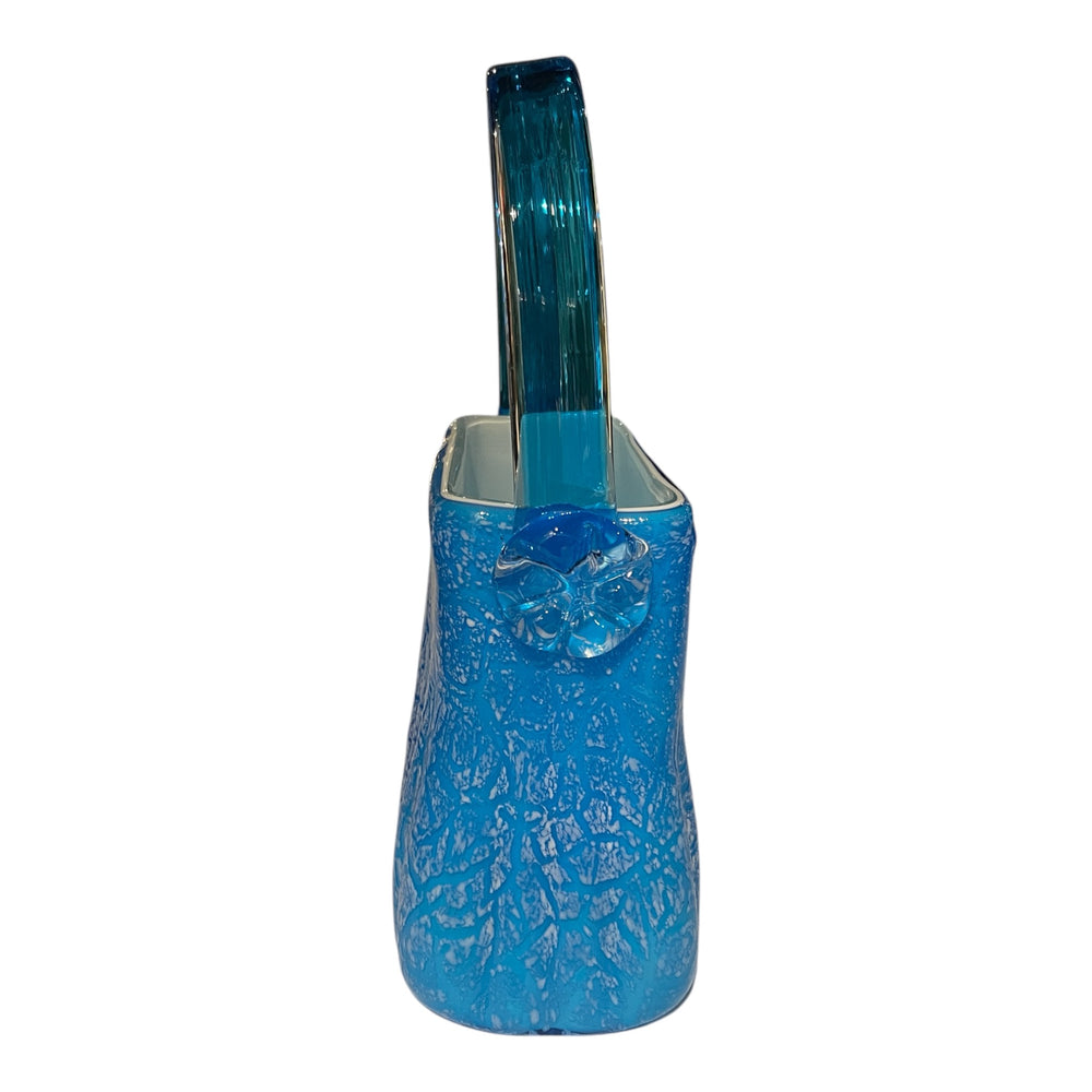 MCM Art Glass Blue Purse Vase