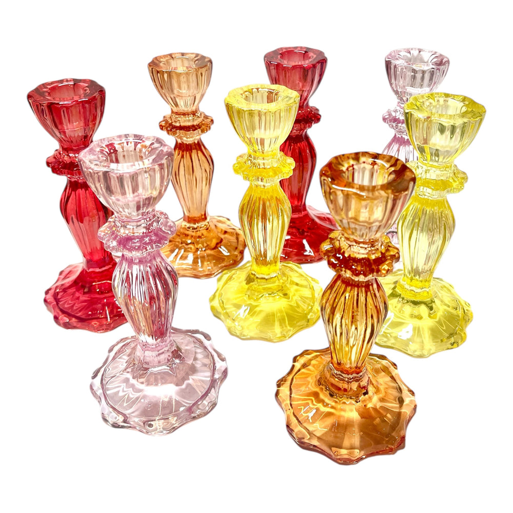 Venetian Style candlestick -ruby red