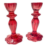 Venetian Style candlestick -ruby red