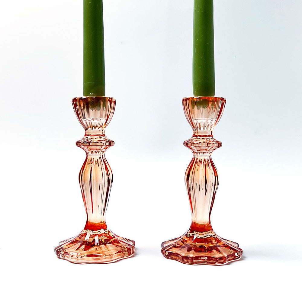 Venetian Style Candlestick -Amber