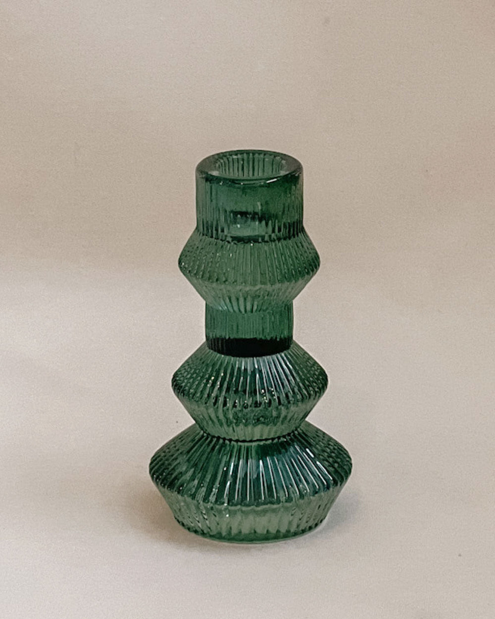 Ribbed 3-tier Candlestick -Forrest Green