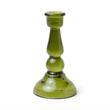 Tall Glass Taper Holder: Dark Green