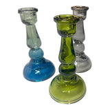 Tall Glass Taper Holder: Dark Green