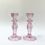 Venetian Style Candlestick- Rose Pink