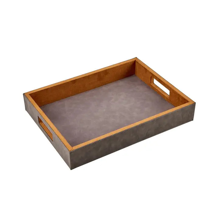 Grey Leatherette Tray - 16" X 12"