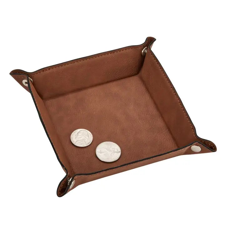 Leatherette Snap Tray, Caramel