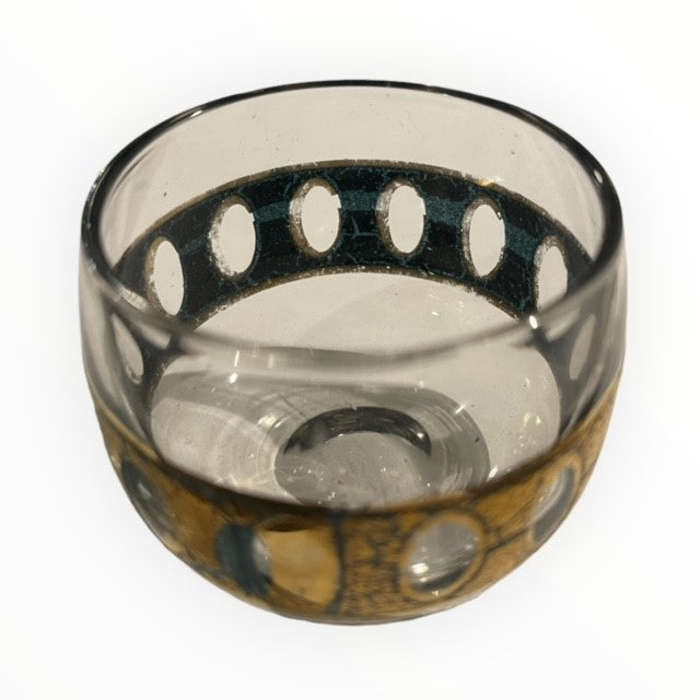 Culver Roly Poly Glass Gold & Turquoise