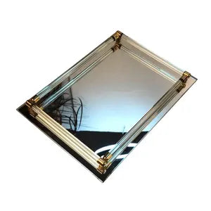 Vintage Brass & Lucite Mirrored Tray