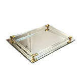 Vintage Brass & Lucite Mirrored Tray