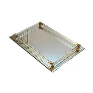 Vintage Brass & Lucite Mirrored Tray